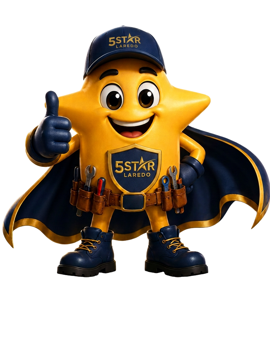 5Star Laredo mascot wearing the 5Star Laredo logo